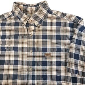 Carhartt Button‎ Down Shirt Mens Size XL Blue Plaid Short Sleeve Casual